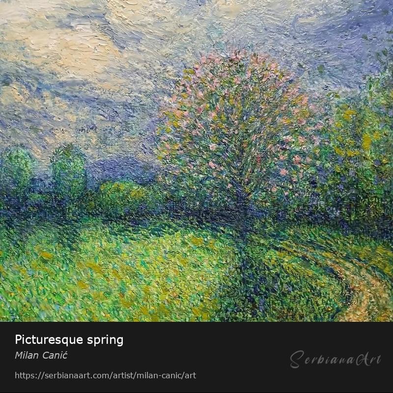 Picturesque spring, Oil/Canvas, Milan Canić