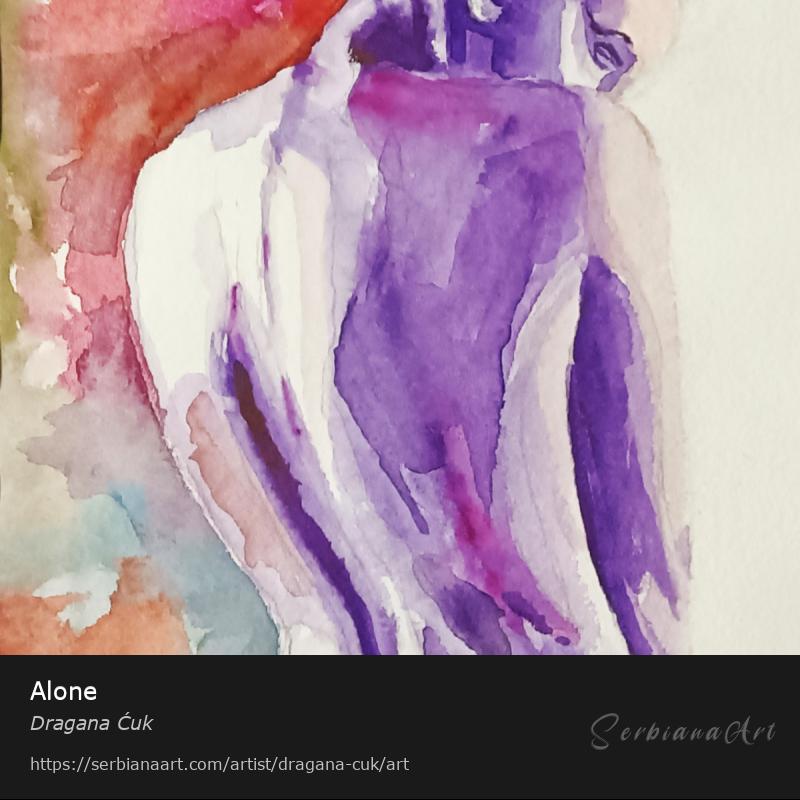 Alone, Watercolor/Paper, Dragana Ćuk