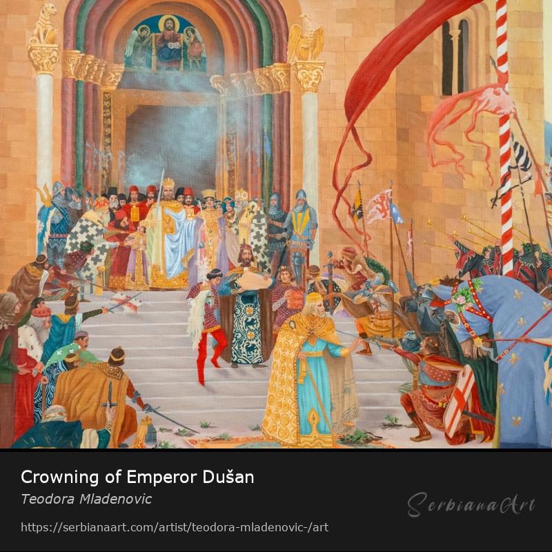 Crowning of Emperor Dušan, Acrylic/Canvas, Teodora Mladenovic