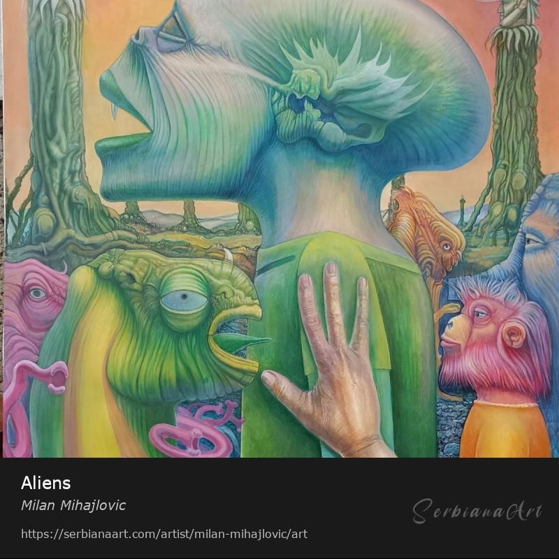 Aliens, Acrylic/Paper, Milan Mihajlovic