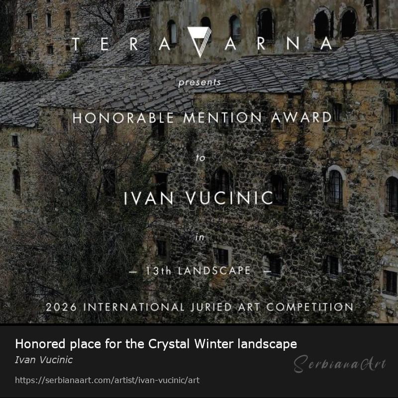 Honored place for the Crystal Winter landscape, Oil/Canvas, Ivan Vucinic