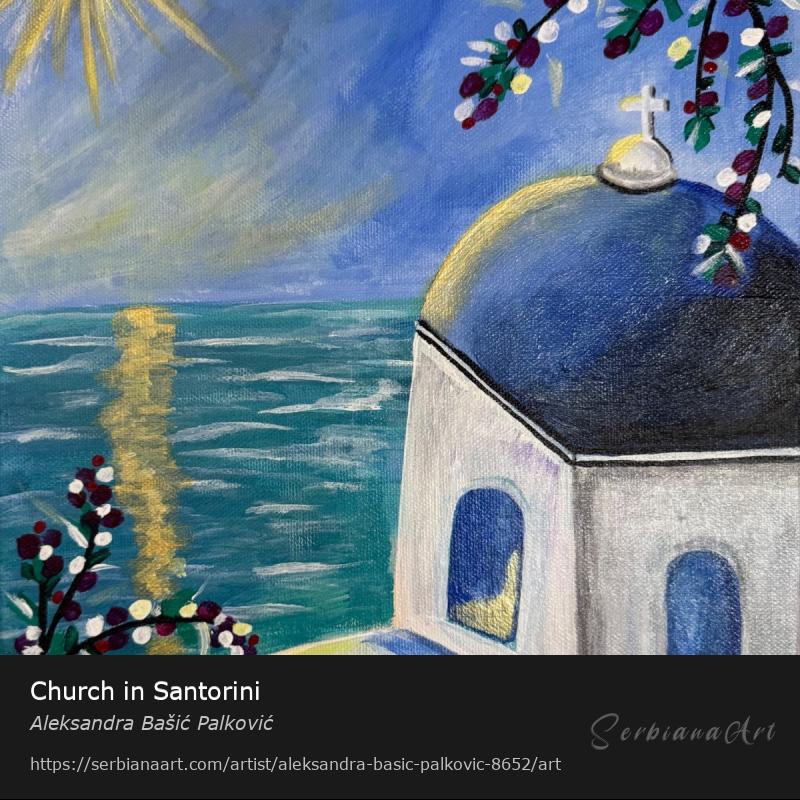 Church in Santorini, Acrylic/Canvas, Aleksandra Bašić Palković