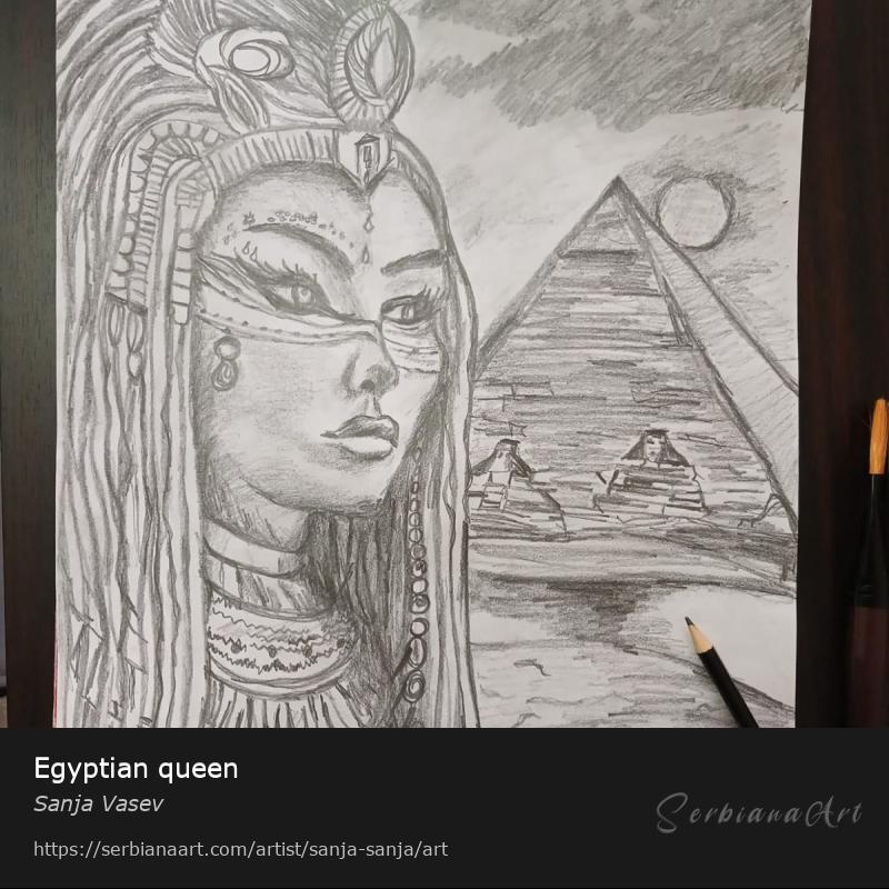 Egyptian queen, Pencil/Paper, Sanja Vasev