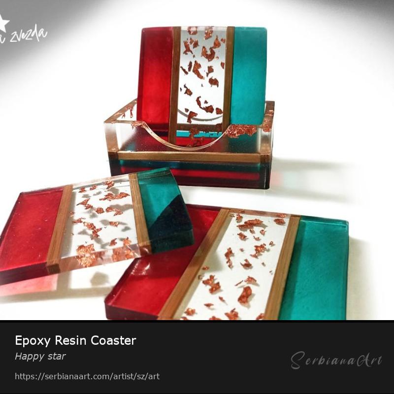 Epoxy Resin Coaster, Acessories/Glass, Happy star