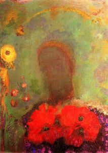 Girl with corn poppies