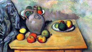 Still life, pitcher and fruit on a table