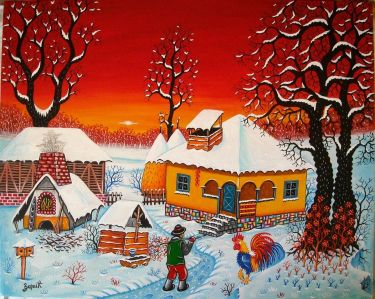 Naive art, Christmas in Serbia