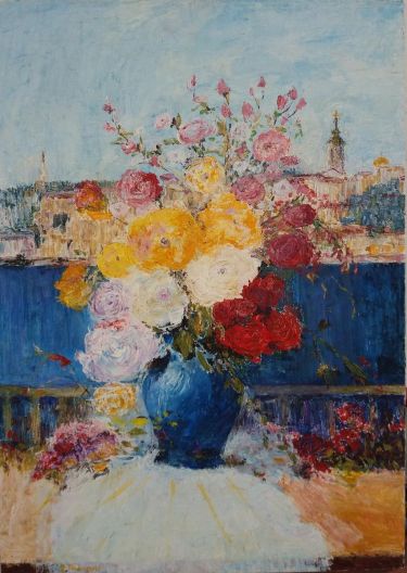 Flowers and Belgrade,  by Paunović Slobodan