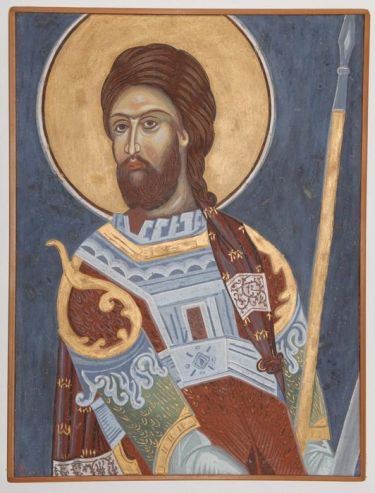 Serbia, Resava, The Holy Warrior Nikitas, detail, copy of fresco,  by Jovanovic B. Zoran