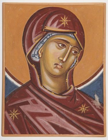 Serbia, Pec, Patriarchy, Composition of donor, detail- Virgin Mary, copy of the