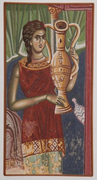 Serbia, Pec, Patriarchy, Birt of Virgin, detail-The Girl with amphora, copy of