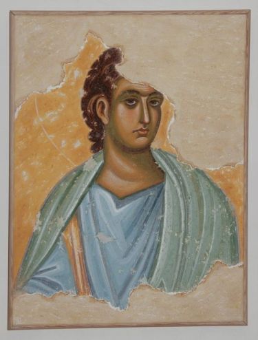 Serbia, Sopocani, Yang Apostle, detail, copy of the fresco,  by Jovanovic B. Zoran
