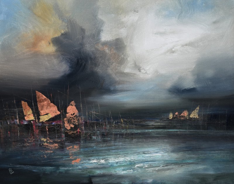 Harbor of destroyed dreams - Reverie in the shadows, Painting Grozdanovski Ivan