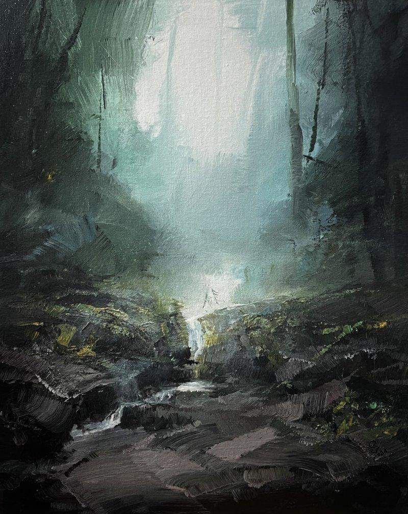 " Misty stream ", Painting Grozdanovski Ivan