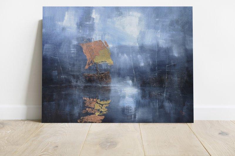 " Harbor of destroyed dreams - In the shade of the blue ", Painting Grozdanovski Ivan