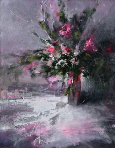 ` Vase of pink flowers`  by Grozdanovski Ivan