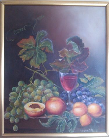 Still life with glass of wine