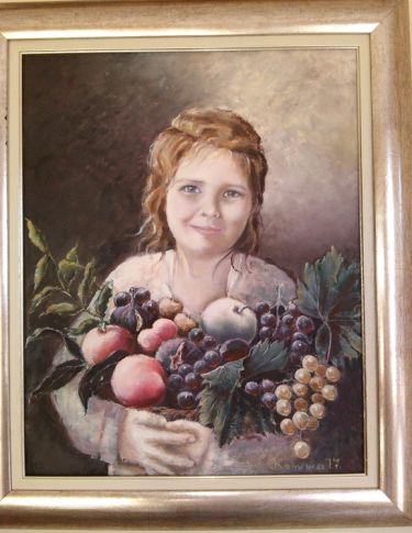 A girl with fruit