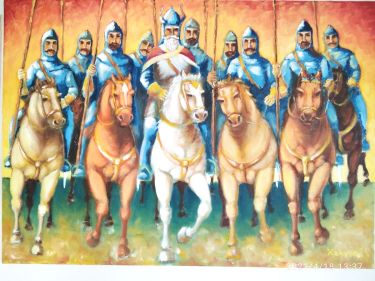 Jug Bogdan and nine Jugovica are going to battle in Kosovo,  by Mićunović Kaćuša