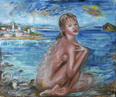 Woman in the foam of the sea,  by Todorovic Nadezda