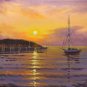 Sunset in the harbor 2 by Borko Šainović