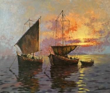The fishing boats at sunset by Borko Šainović