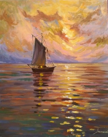 Boat on sunset by Borko Šainović