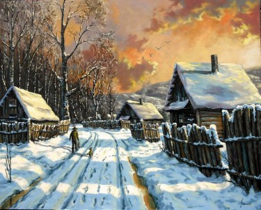 Winter in the village by Borko Šainović