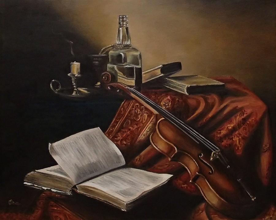 Violin and book
