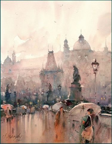 Umbrellas on the Charles Bridge,  by Djukaric Dusan