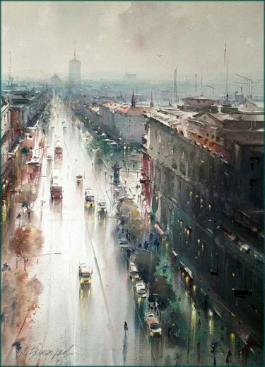 Rainy day on Terazije,  by Djukaric Dusan
