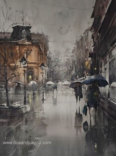 Zmaj Jovina street, rainy day