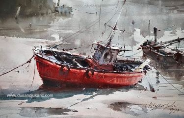 Red fishing boat