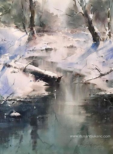 Winter on river,  by Djukaric Dusan