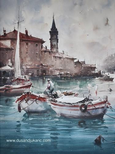 Boats in Perast by Djukaric Dusan