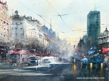 Terazije in the morning by Djukaric Dusan