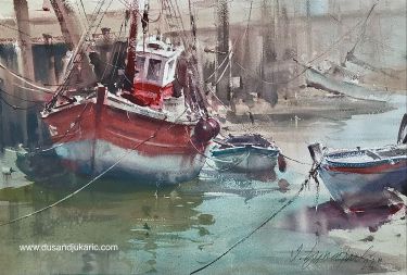 Tied down boats by Djukaric Dusan