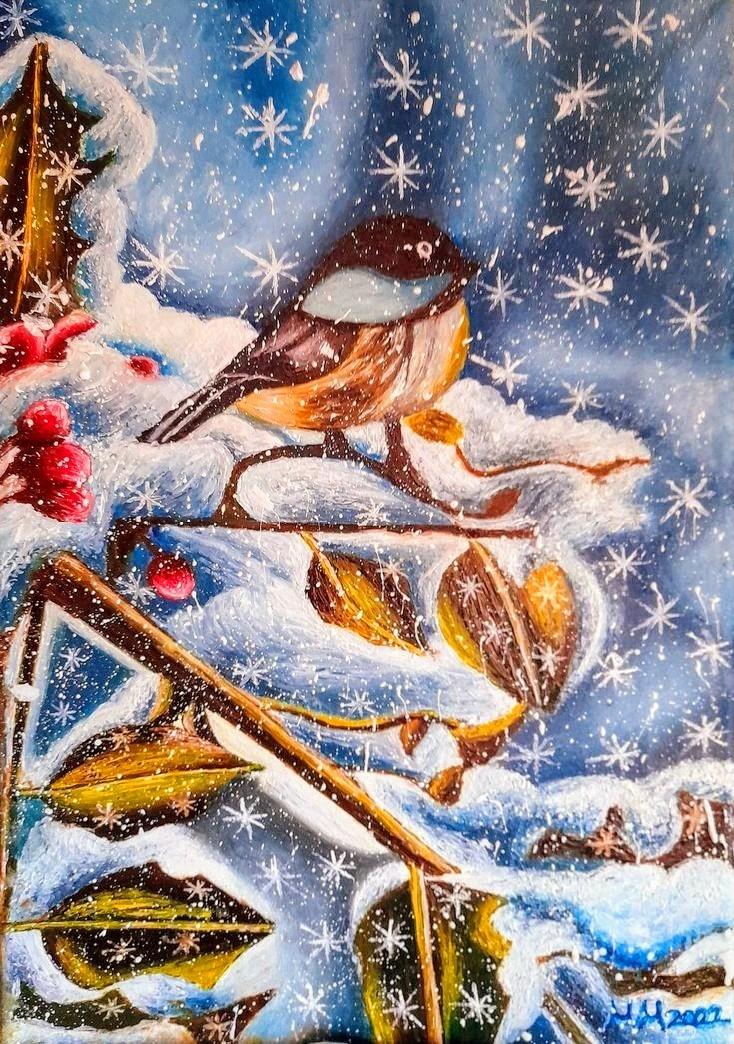 Sparrow in snow