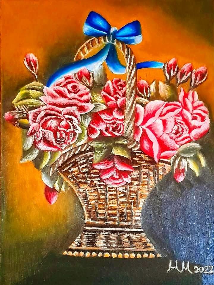 Roses in basket