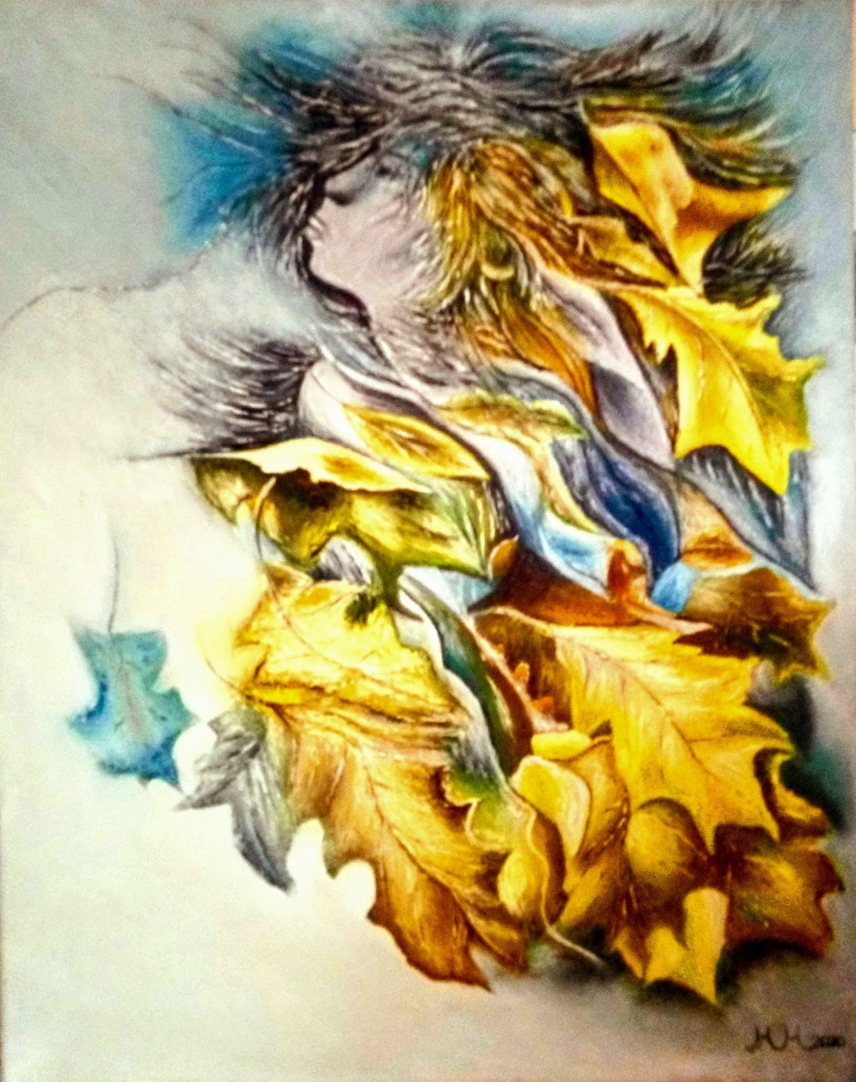 Autumn the wind hair