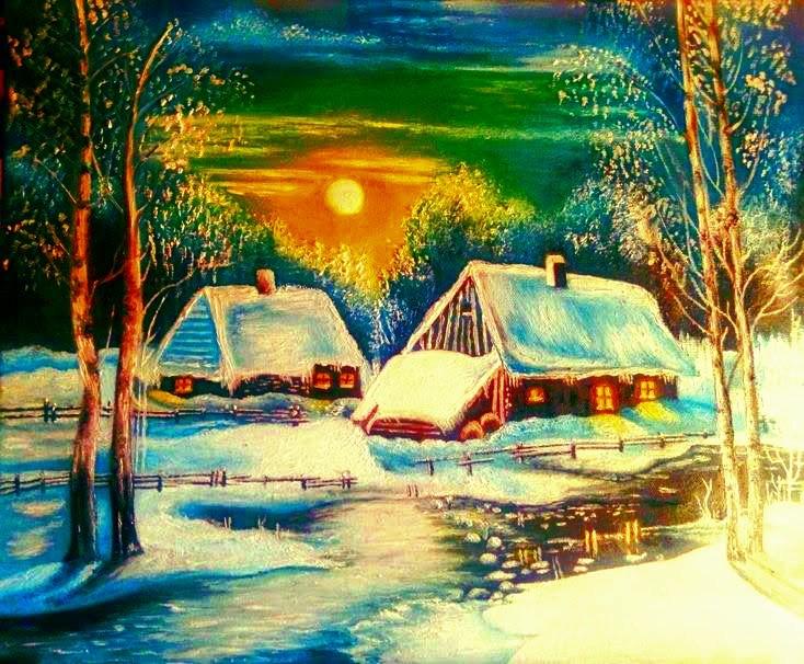 Winter on village