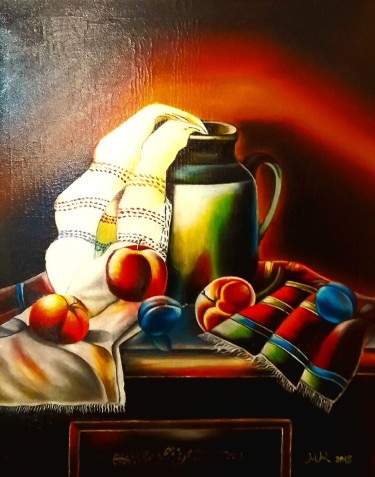 Fruit and a cup on the table by Marija Mitrovic