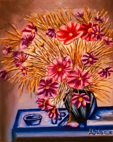 Flowers in blue vase by Marija Mitrovic