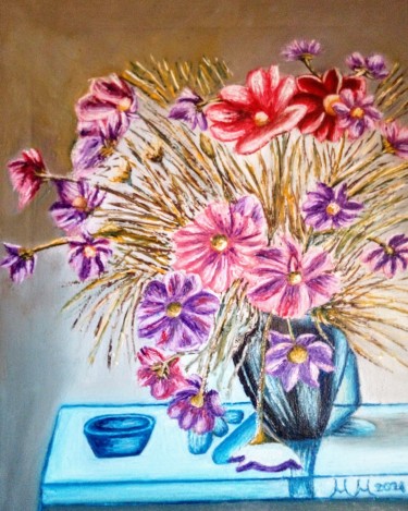 Flowers in blue vase