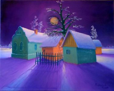 Full moon over fields,  by Miladic Svetlana