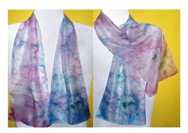 Hand-painted silk wrap scarf Unikat-3,  by Balašević Radmila Seka