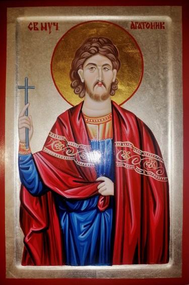 Orthodox icon Sveti Mucenik Agatonik dimensions 20x30 cm by ORTHODOX ICONS- artist Miloš Timotijević