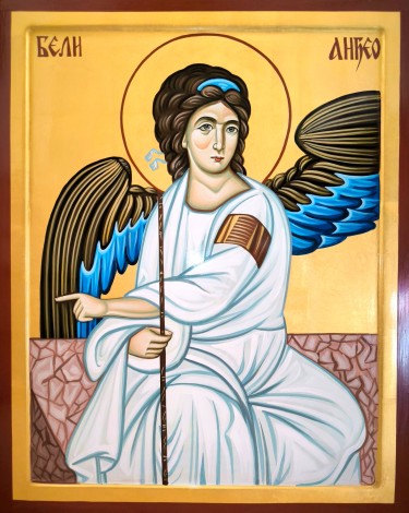 Beli Andjeo 40x50 cm by ORTHODOX ICONS- artist Miloš Timotijević