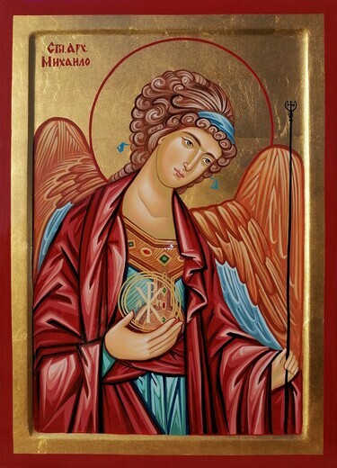 Orthodox icon "Sveti Arhangel Mihailo" dimensions 26x36 cm by ORTHODOX ICONS- artist Miloš Timotijević