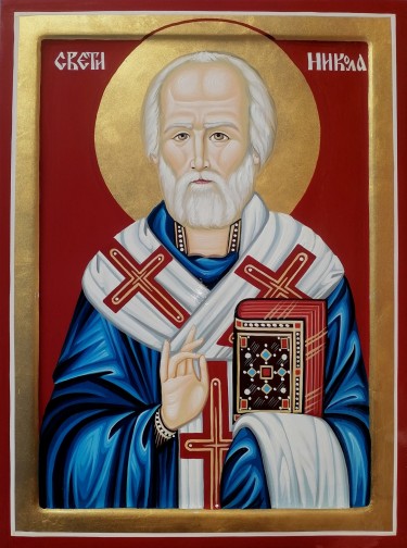Orthodox icon Sveti Nikola dimensions 30x40 cm by ORTHODOX ICONS- artist Miloš Timotijević